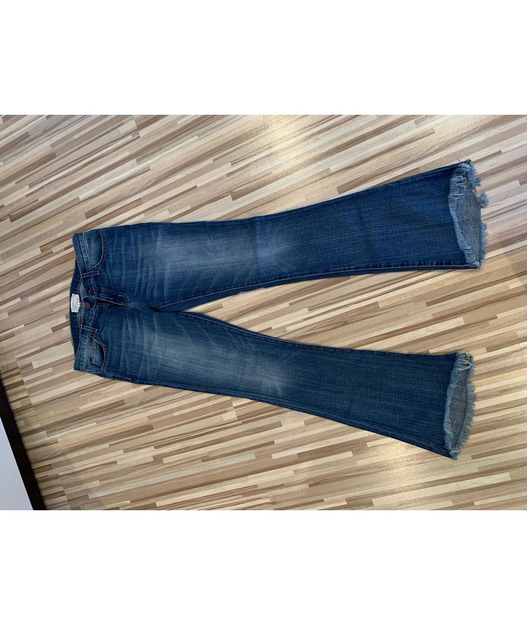 CURRENT/ELLIOTT Синие хлопковые джинсы клеш, фото 4