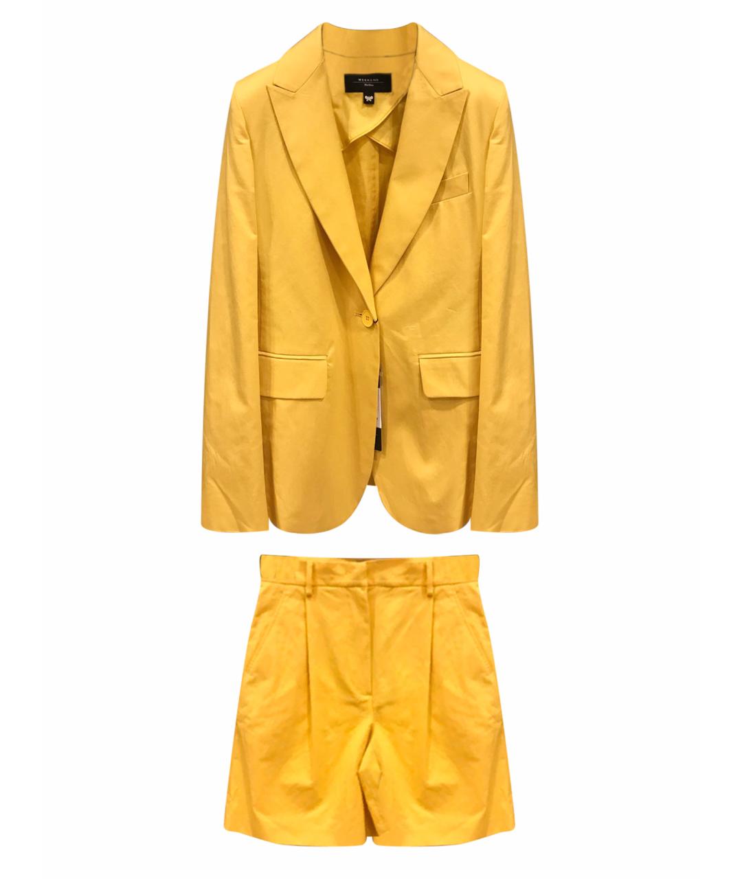 WEEKEND MAX MARA Желтый хлопковый костюм с брюками, фото 1