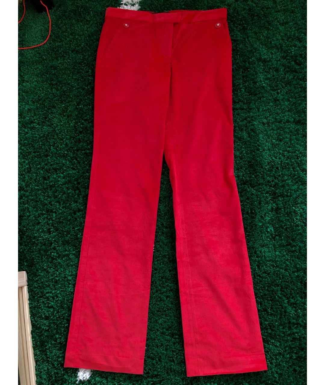 VERSACE Красные прямые брюки, фото 8