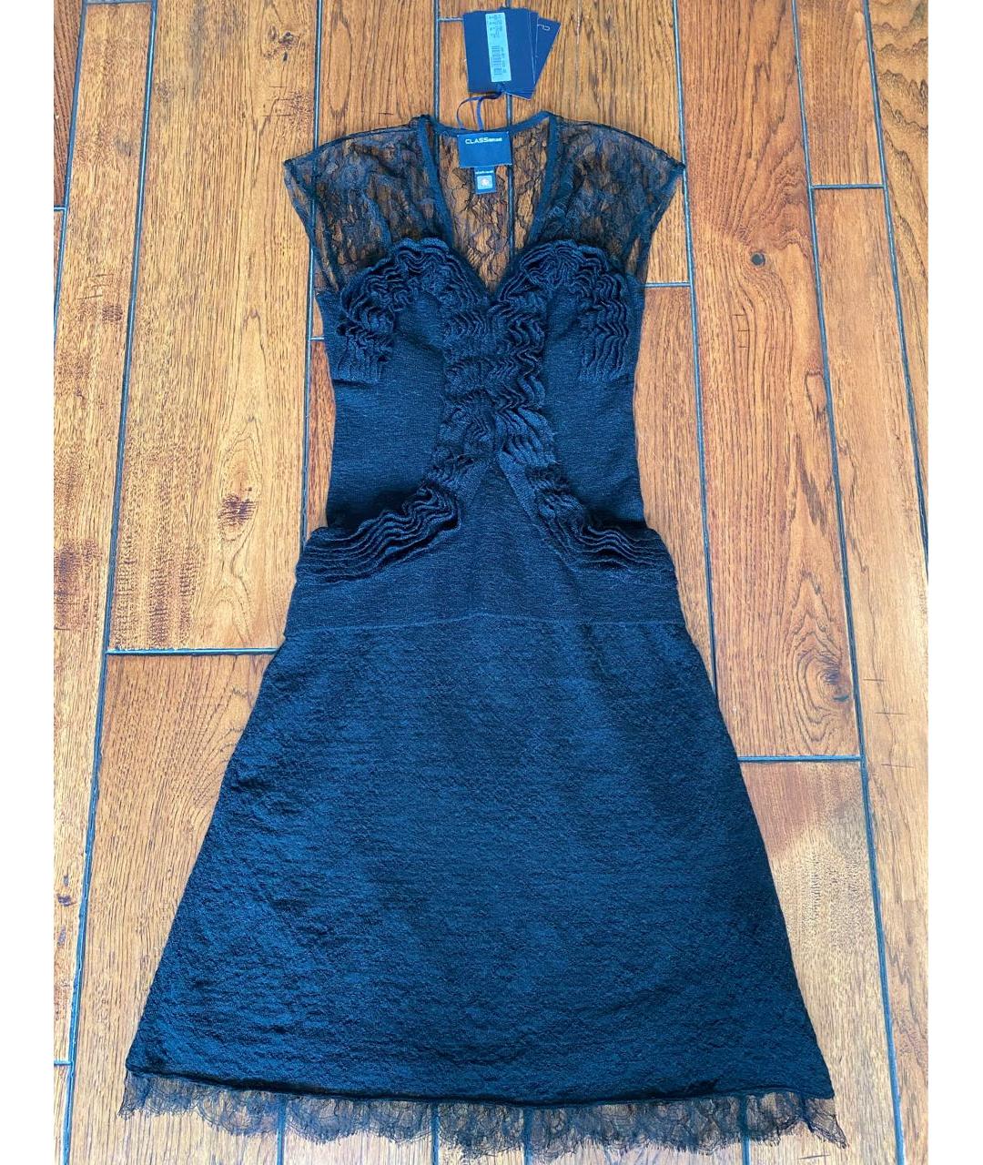 ROBERTO CAVALLI Черное шерстяное вечернее платье, фото 9