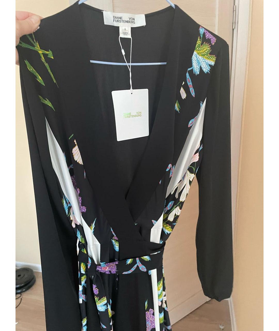 DIANE VON FURSTENBERG Черное шелковое коктейльное платье, фото 4
