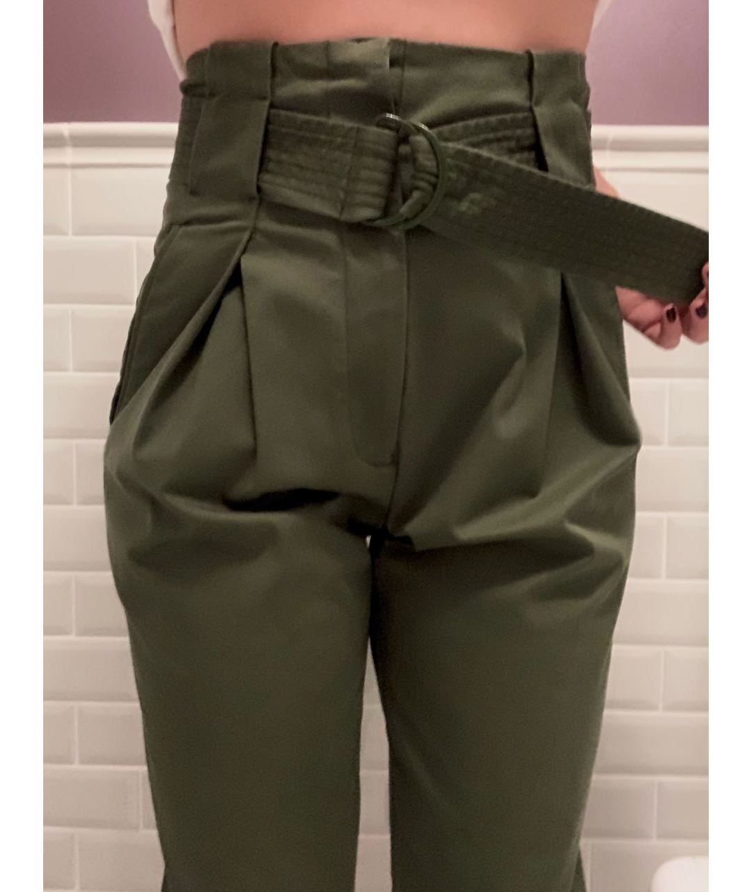 SANDRO Хаки хлопковые прямые брюки, фото 7