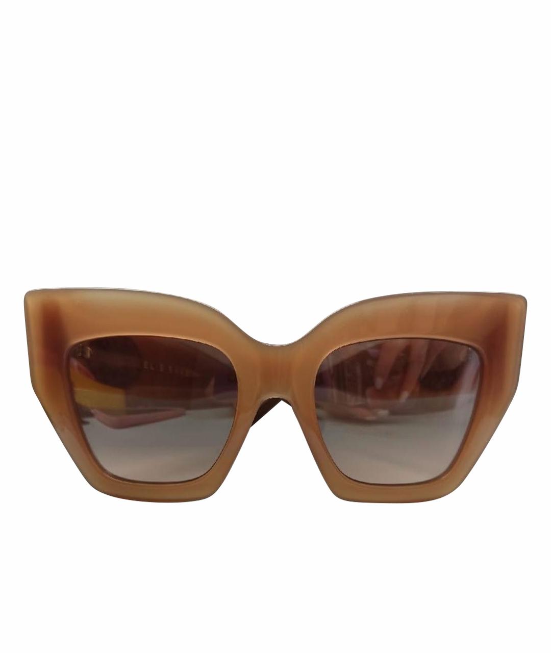 ELIE SAAB Бежевые пластиковые солнцезащитные очки, фото 1