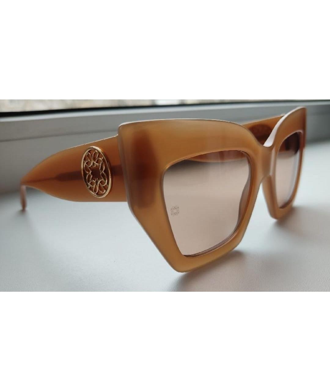 ELIE SAAB Бежевые пластиковые солнцезащитные очки, фото 2