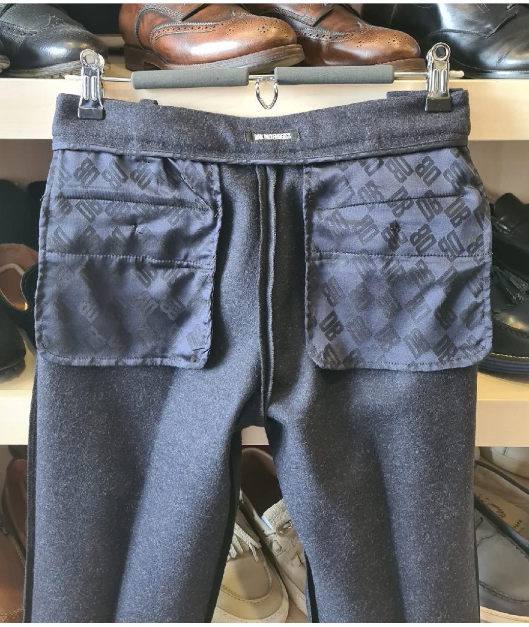 BIKKEMBERGS Синие шерстяные брюки узкие, фото 3
