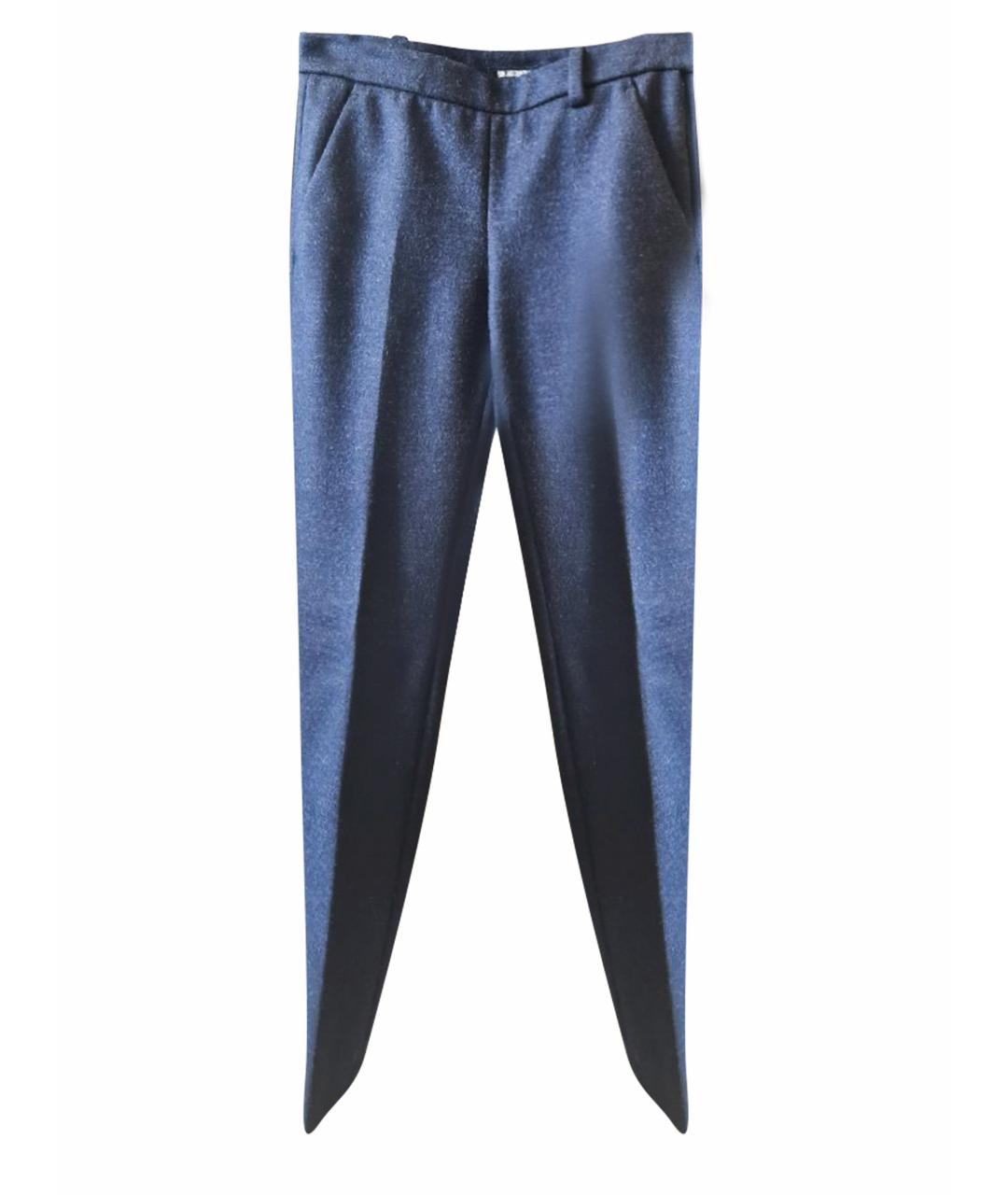 BIKKEMBERGS Синие шерстяные брюки узкие, фото 1