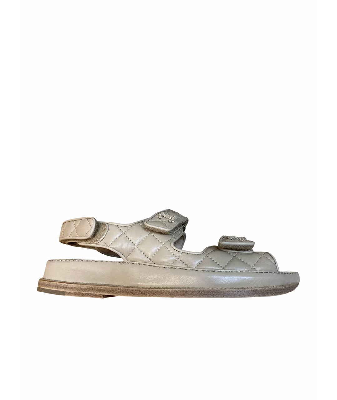 CHANEL PRE-OWNED Бежевые кожаные сандалии, фото 1