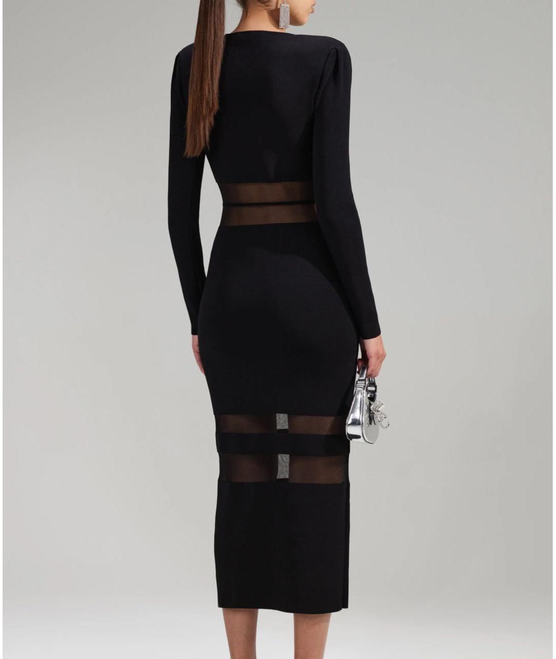 SELF-PORTRAIT Черное вискозное повседневное платье, фото 2