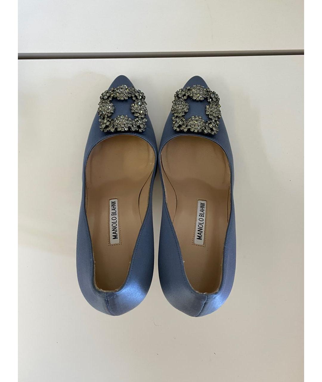 MANOLO BLAHNIK Голубые текстильные туфли, фото 3