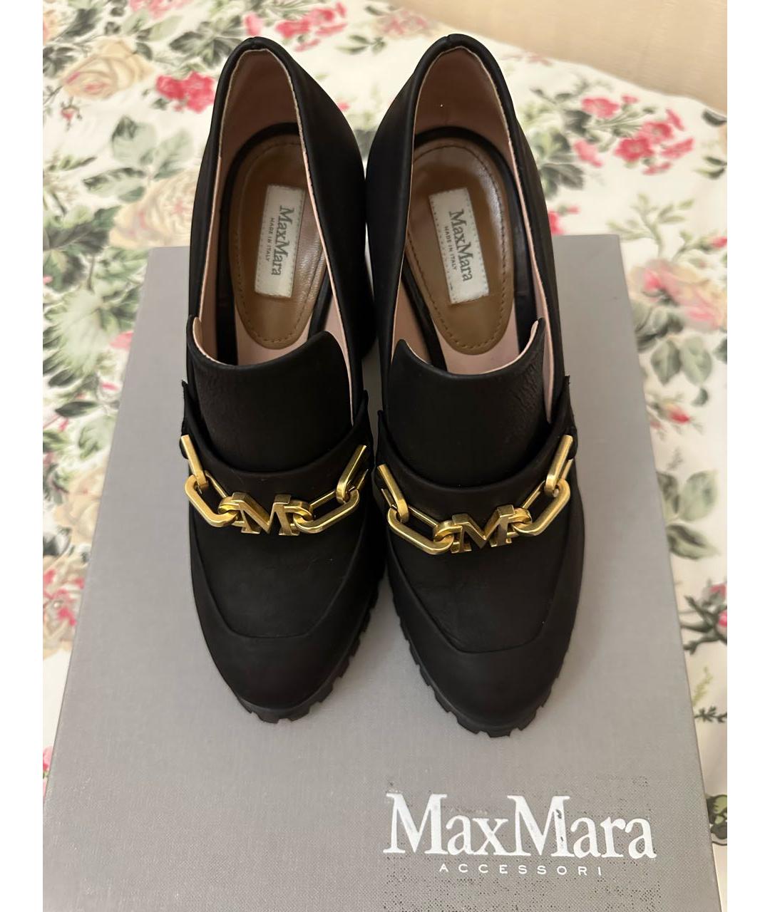MAX MARA Черные кожаные туфли, фото 3