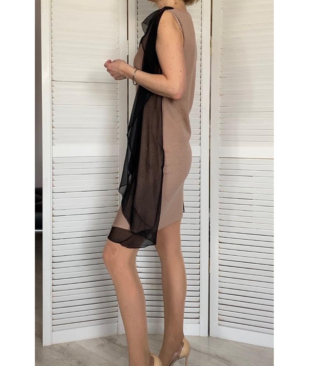 VALENTINO Бежевое шерстяное коктейльное платье, фото 7