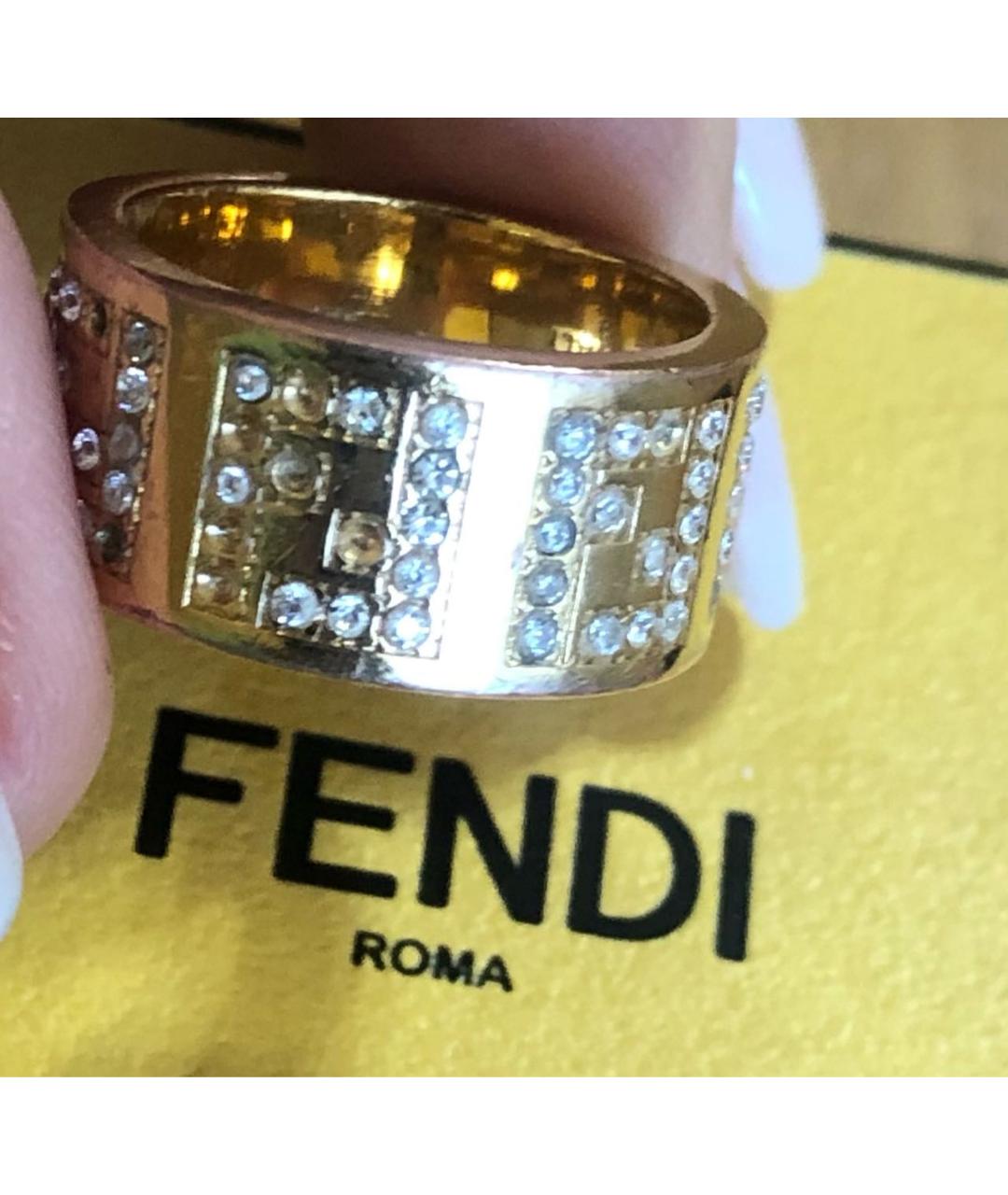 FENDI Золотое металлическое кольцо, фото 3