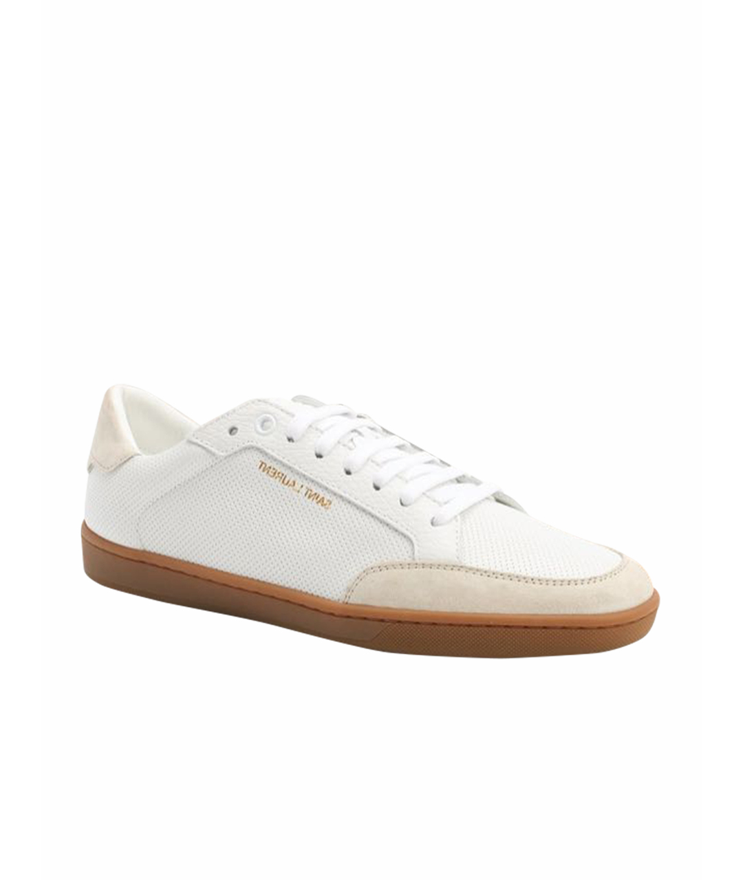 SAINT LAURENT Белые бархатные кроссовки, фото 1