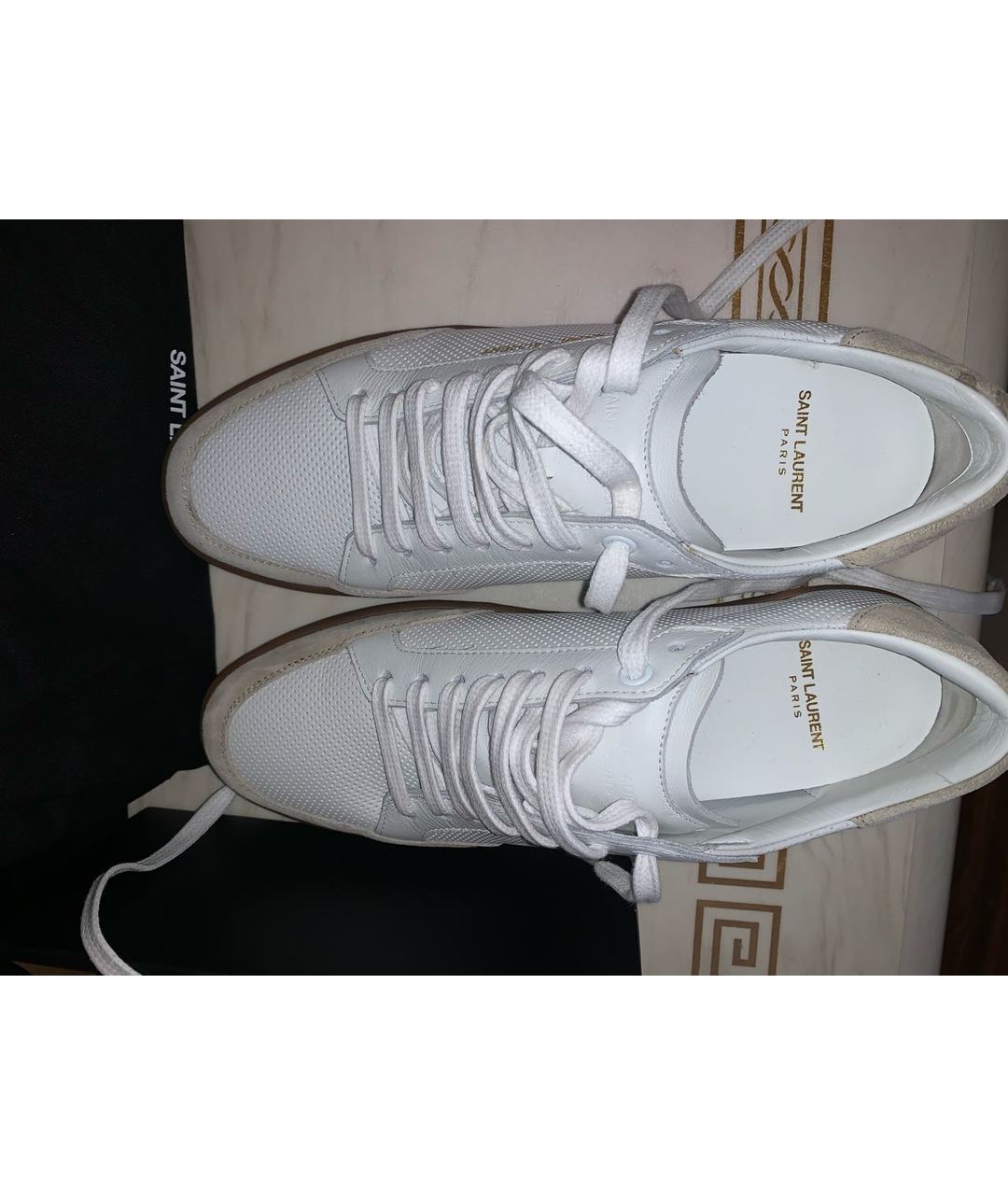 SAINT LAURENT Белые бархатные кроссовки, фото 4