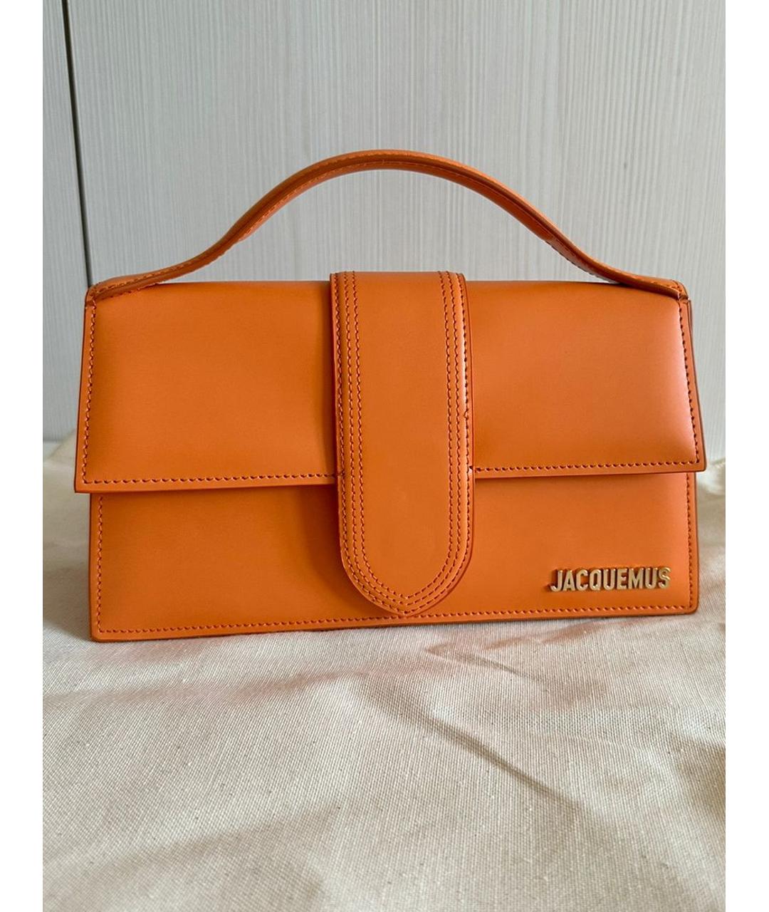 JACQUEMUS Оранжевая кожаная сумка через плечо, фото 6