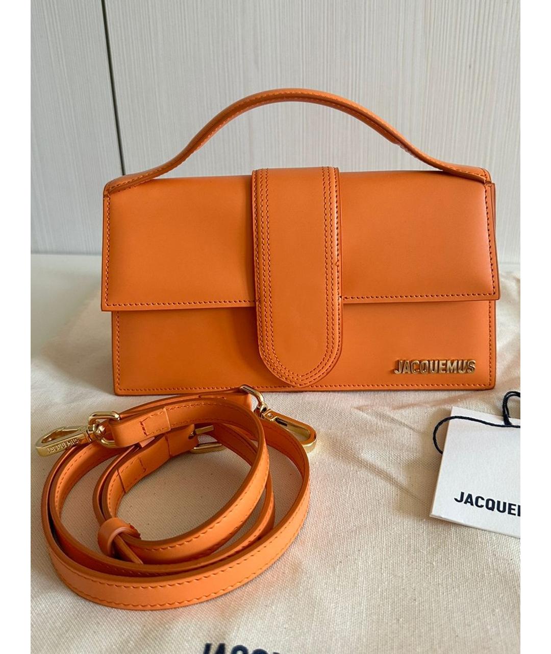 JACQUEMUS Оранжевая кожаная сумка через плечо, фото 2