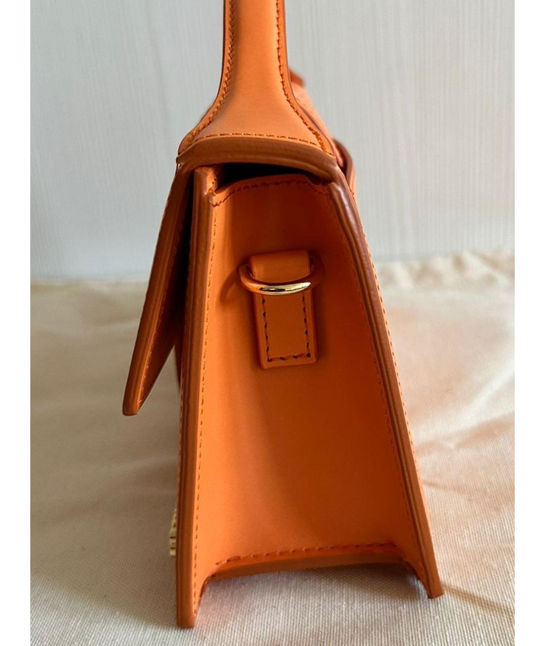 JACQUEMUS Оранжевая кожаная сумка через плечо, фото 3