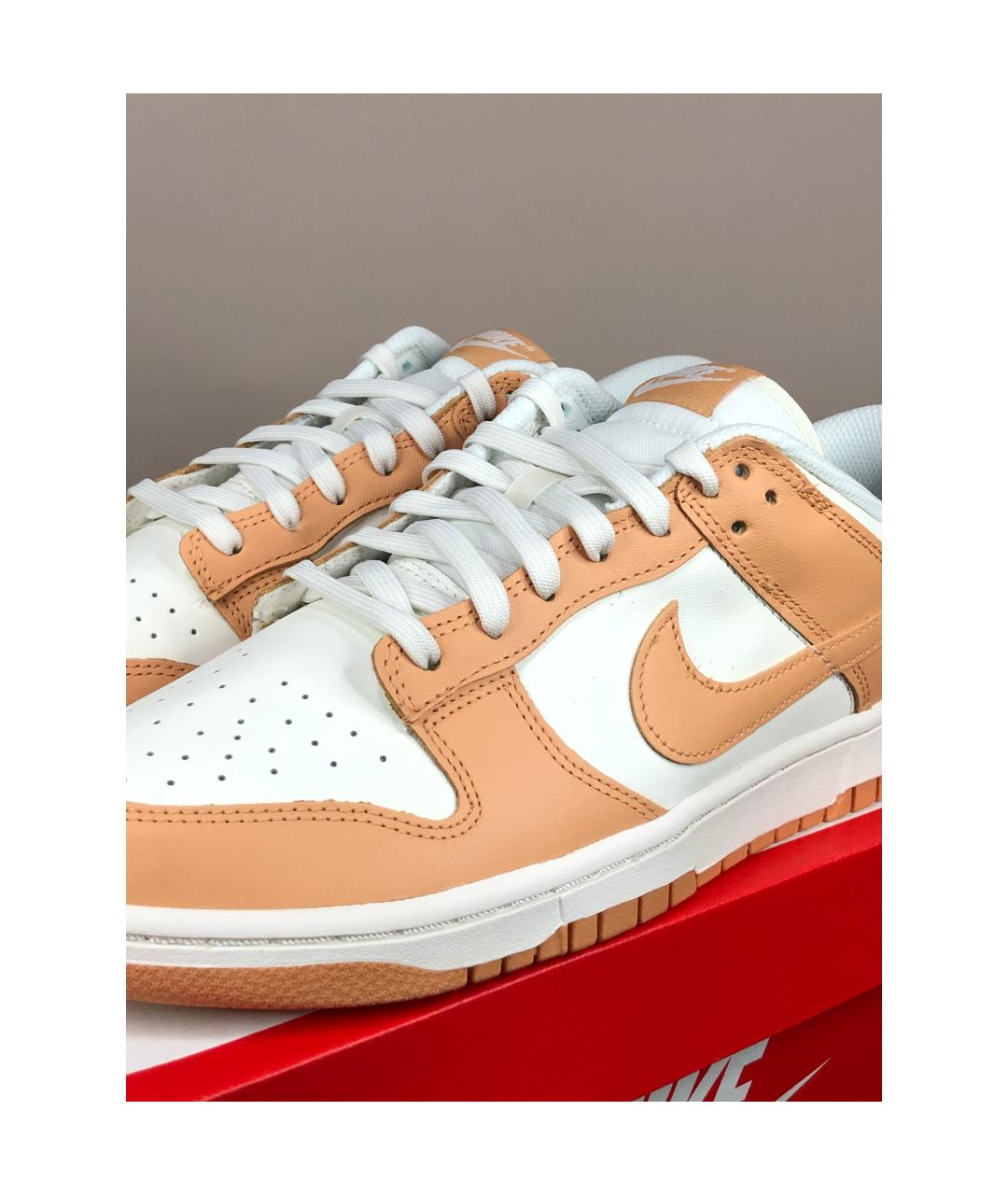 NIKE Бежевые кожаные низкие кроссовки / кеды, фото 6