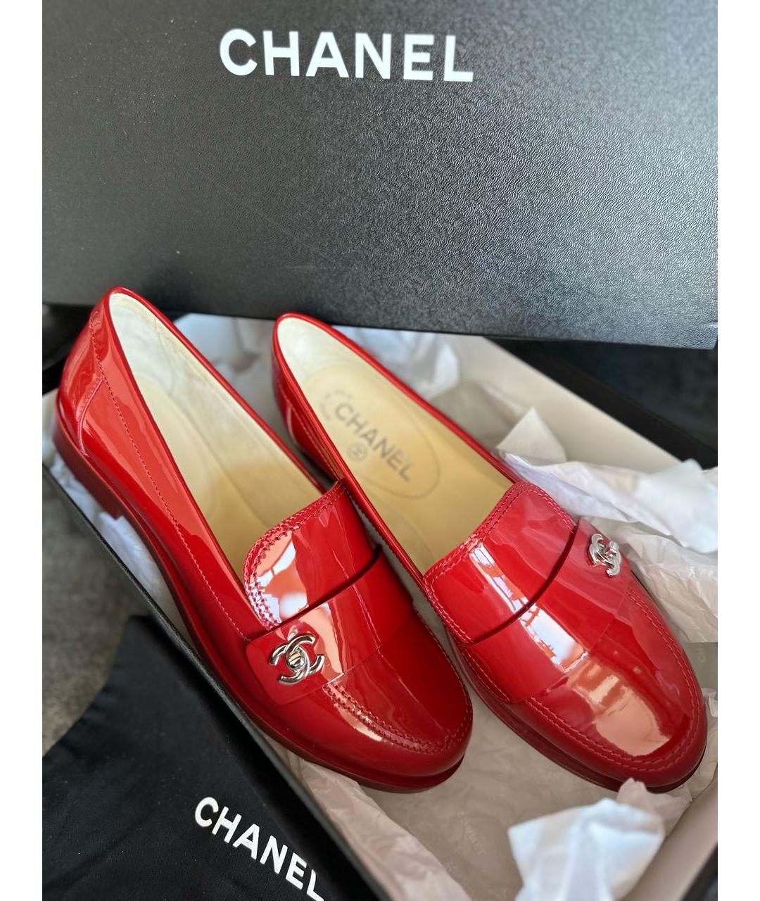 CHANEL Красные кожаные лоферы, фото 2