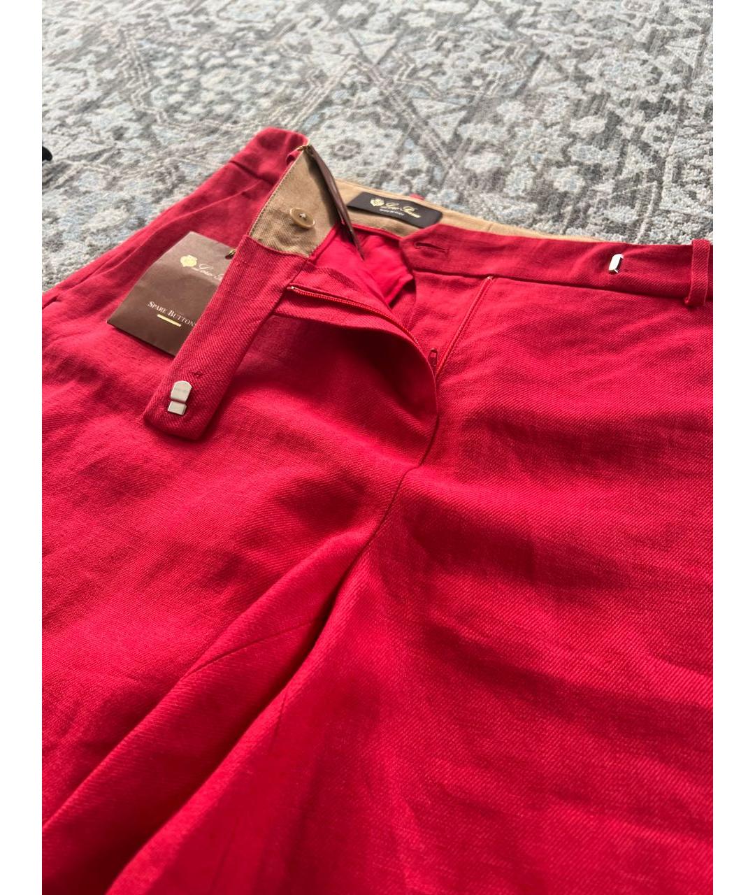 LORO PIANA Красные льняные шорты, фото 3