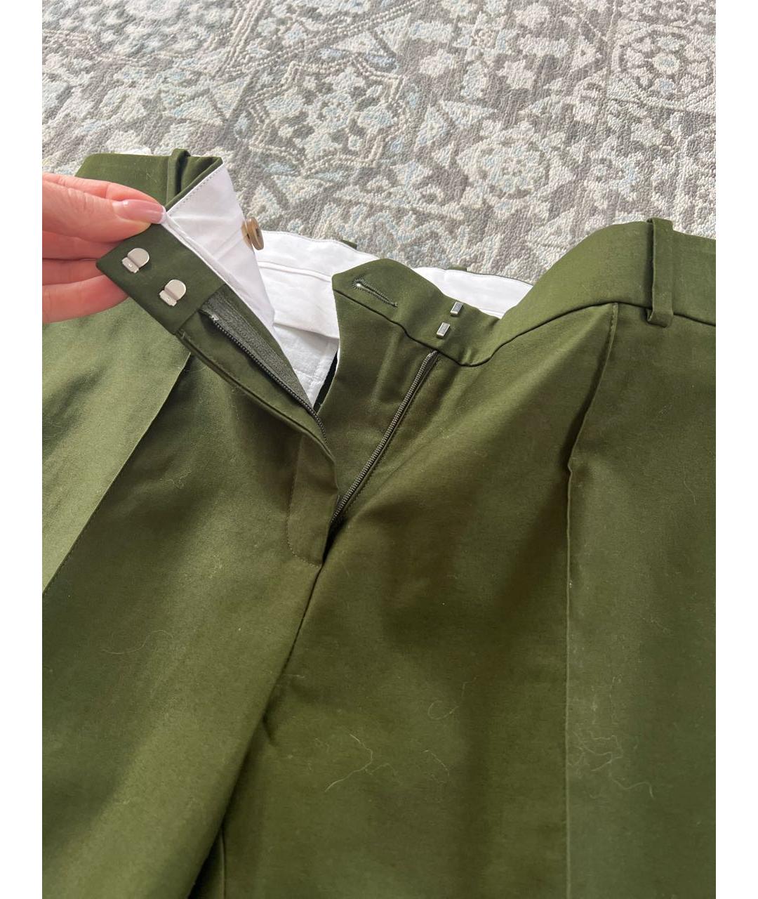 CELINE PRE-OWNED Зеленые хлопковые прямые брюки, фото 4
