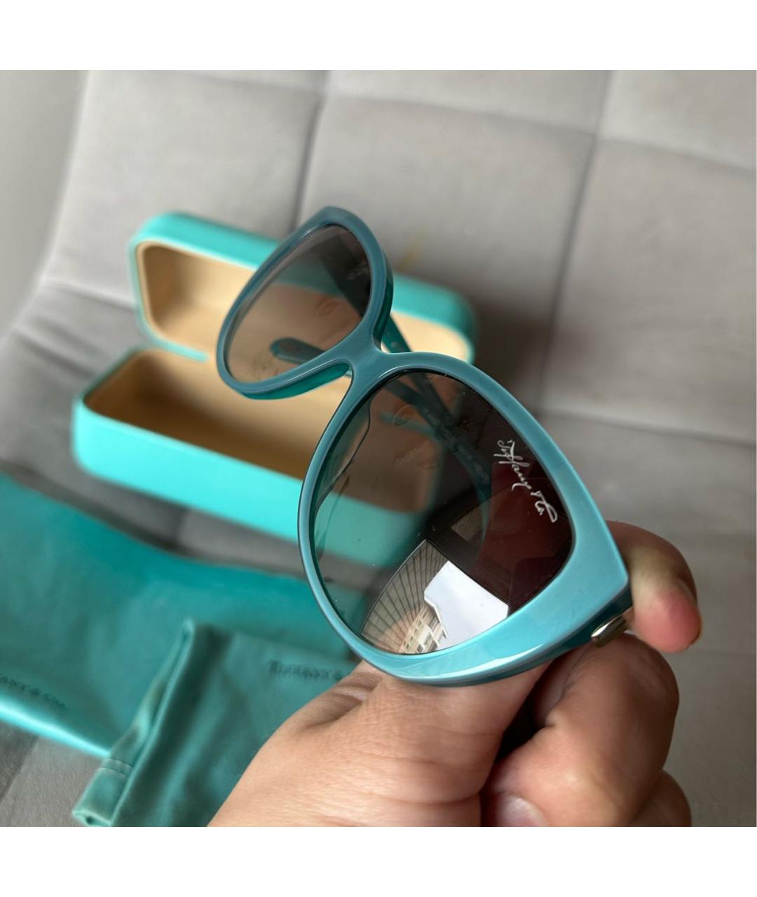 TIFFANY&CO Бирюзовые пластиковые солнцезащитные очки, фото 3