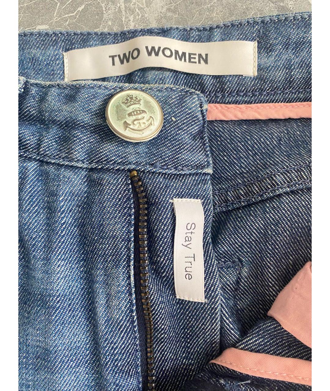 TWO WOMEN IN THE WORLD Голубые хлопковые джинсы клеш, фото 4