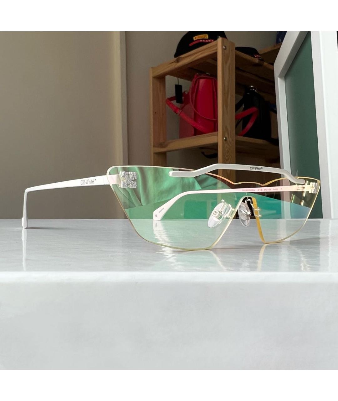 OFF-WHITE Белые металлические солнцезащитные очки, фото 2