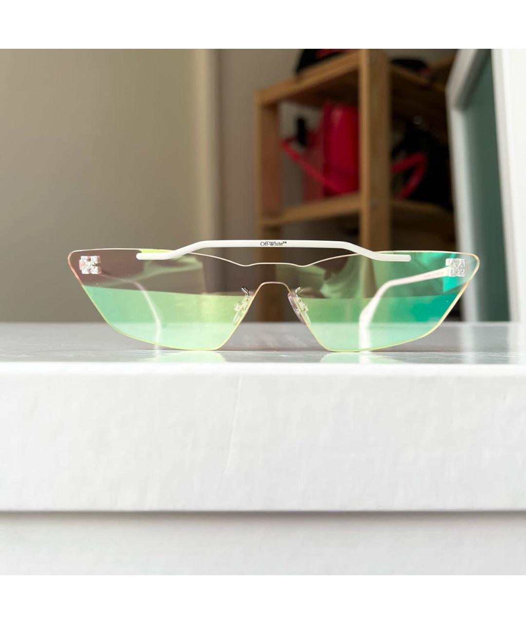 OFF-WHITE Белые металлические солнцезащитные очки, фото 9