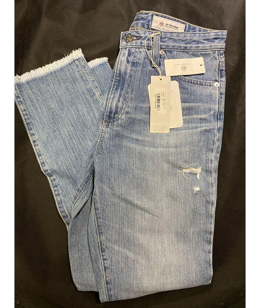 AG JEANS Голубые хлопко-лиоцелловые джинсы слим, фото 5
