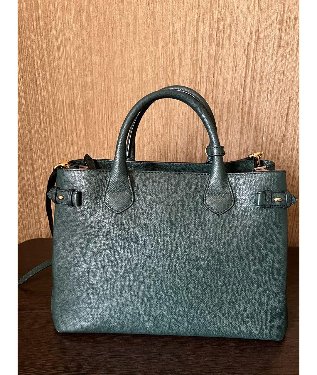 BURBERRY Зеленая кожаная сумка тоут, фото 2