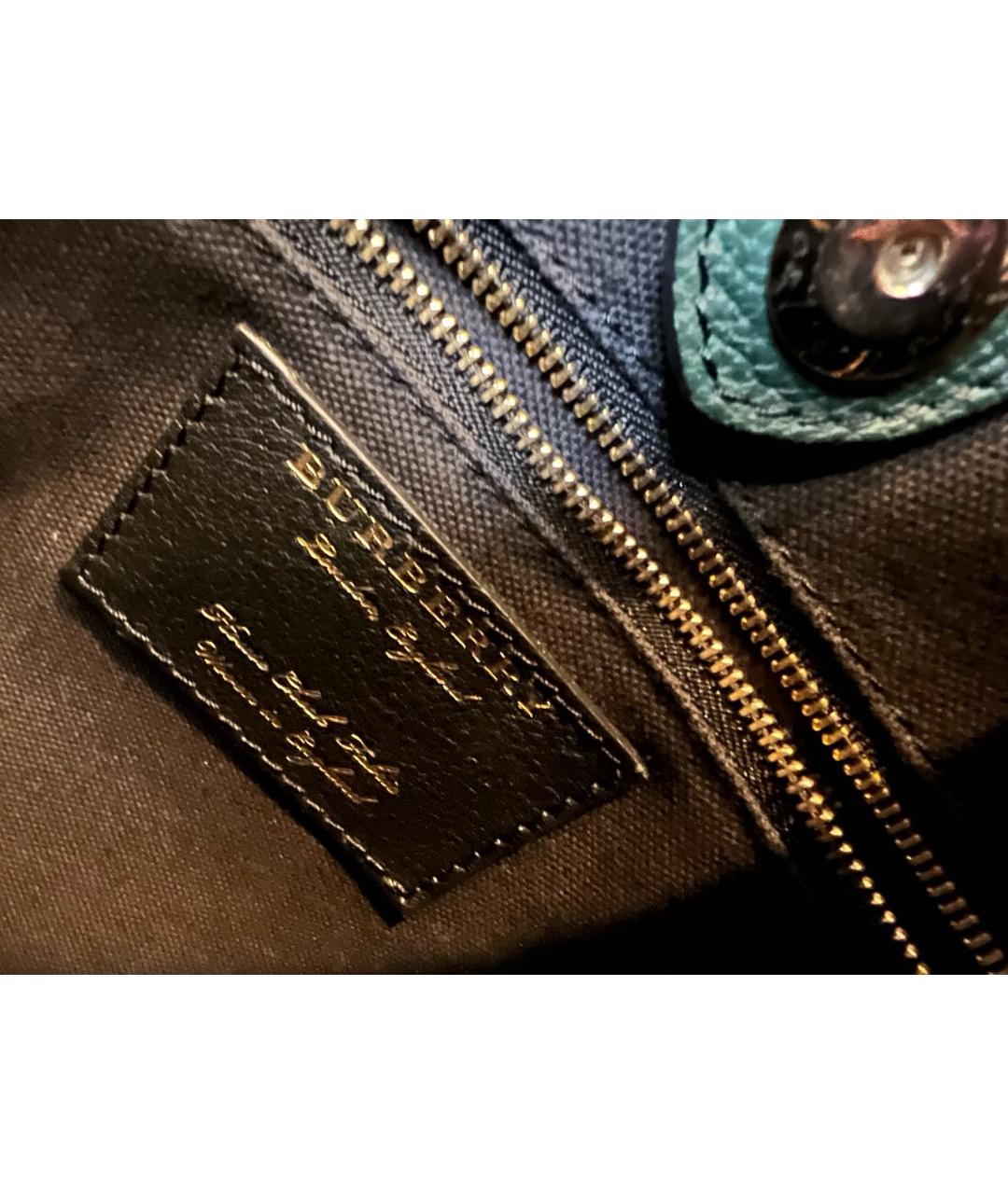 BURBERRY Зеленая кожаная сумка тоут, фото 5