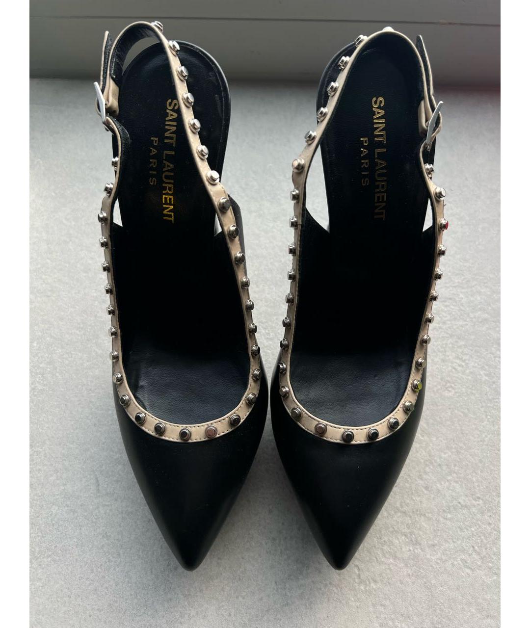 SAINT LAURENT Черные кожаные туфли, фото 2