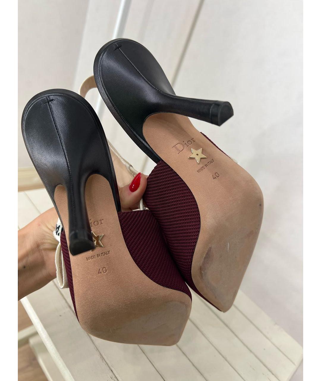 CHRISTIAN DIOR Бордовые текстильные туфли, фото 5