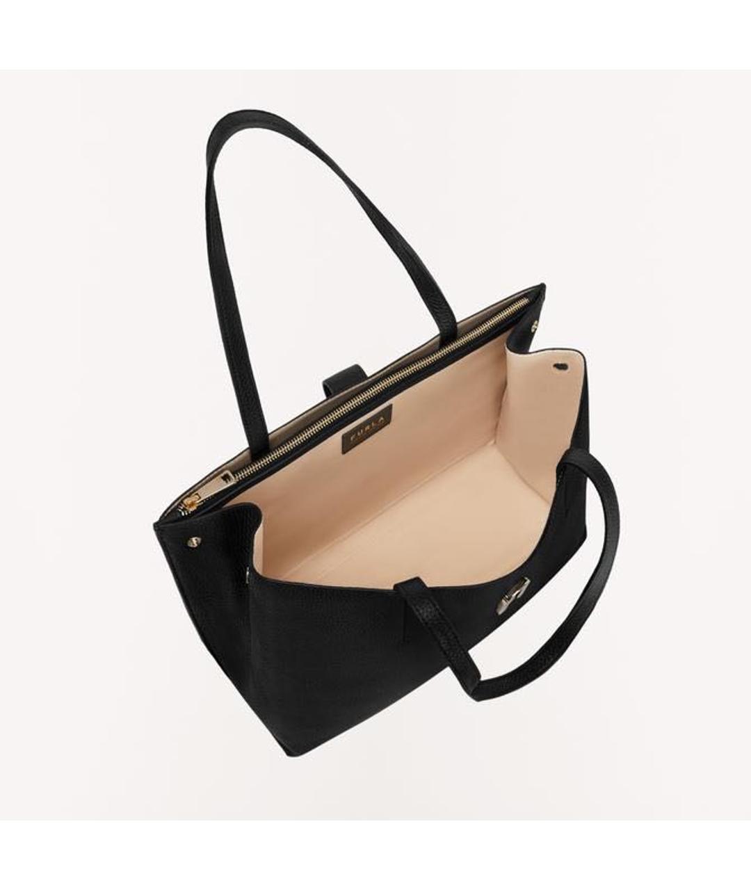 FURLA Черная кожаная сумка тоут, фото 4