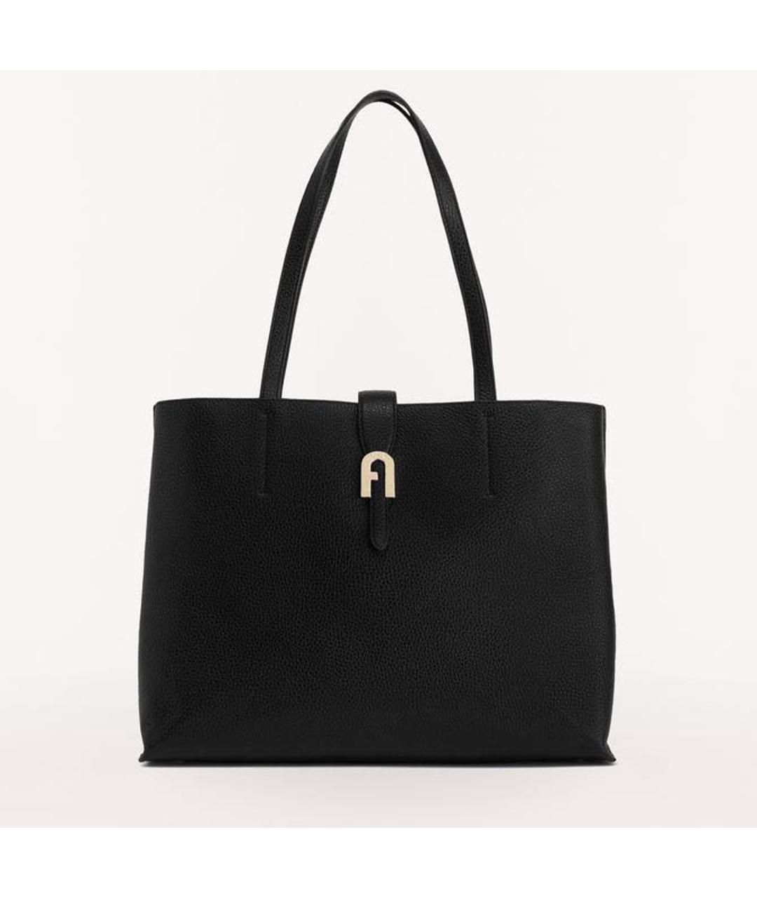 FURLA Черная кожаная сумка тоут, фото 6