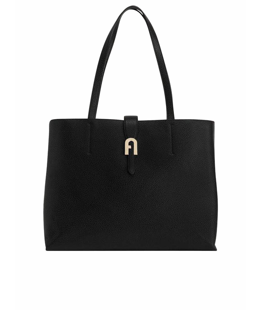 FURLA Черная кожаная сумка тоут, фото 1