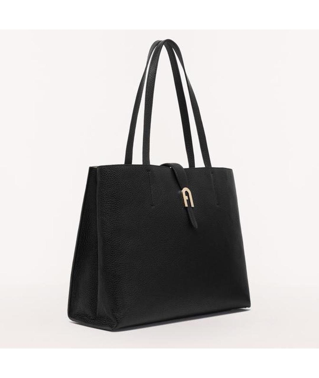 FURLA Черная кожаная сумка тоут, фото 2