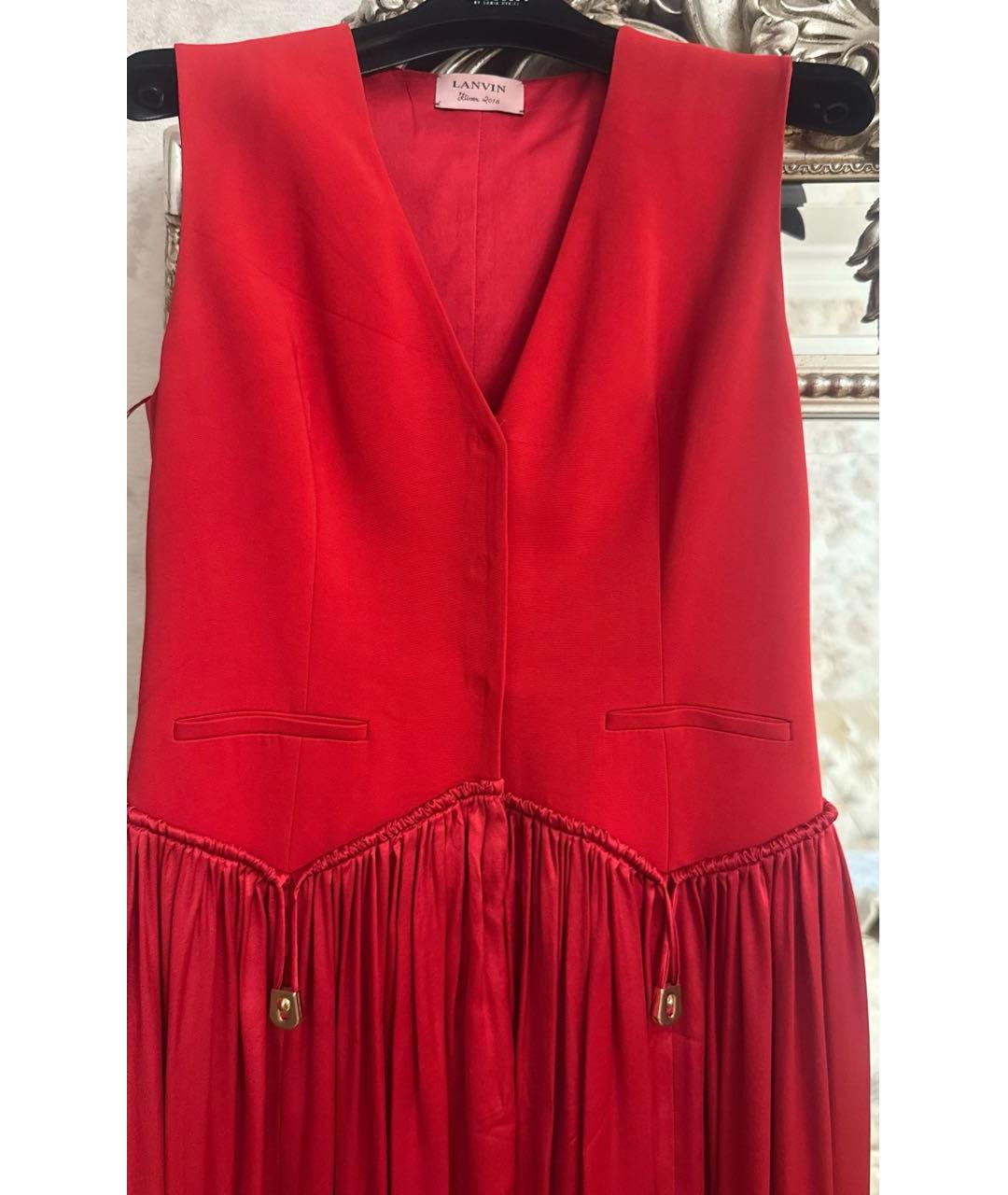 LANVIN Красное атласное вечернее платье, фото 3