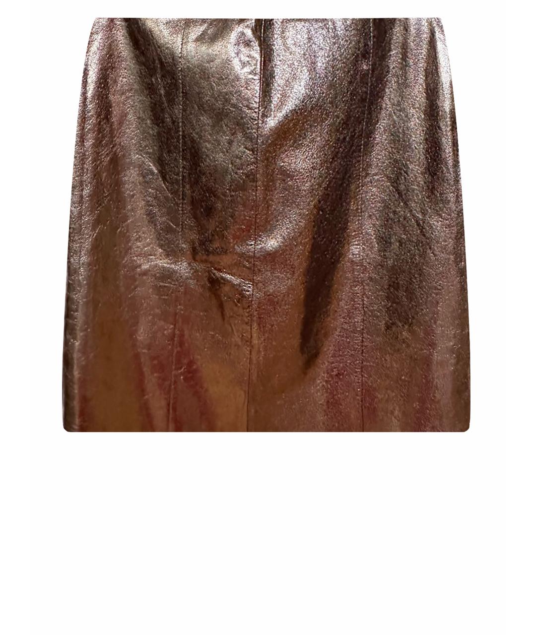 MARC CAIN Серебряная кожаная юбка мини, фото 1