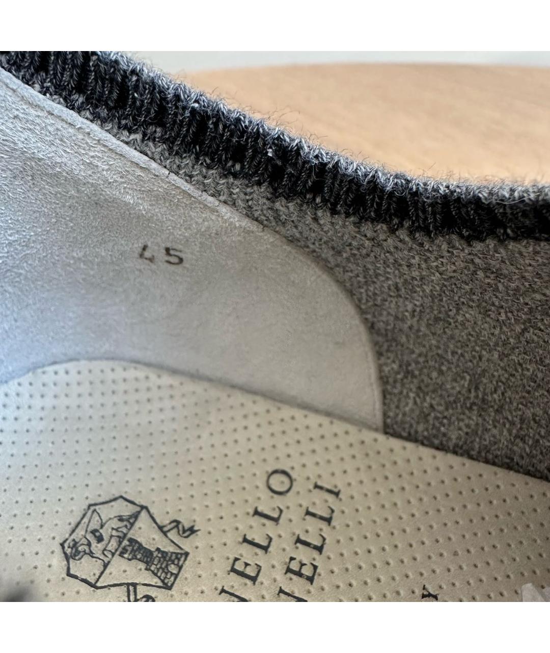 BRUNELLO CUCINELLI Серые текстильные низкие кроссовки / кеды, фото 8