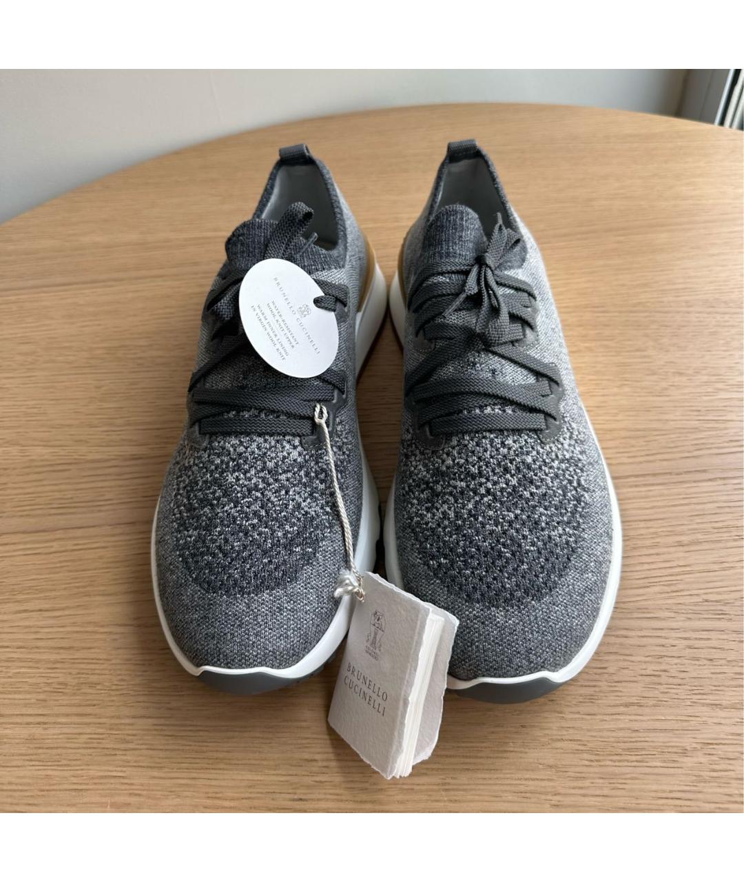 BRUNELLO CUCINELLI Серые текстильные низкие кроссовки / кеды, фото 2