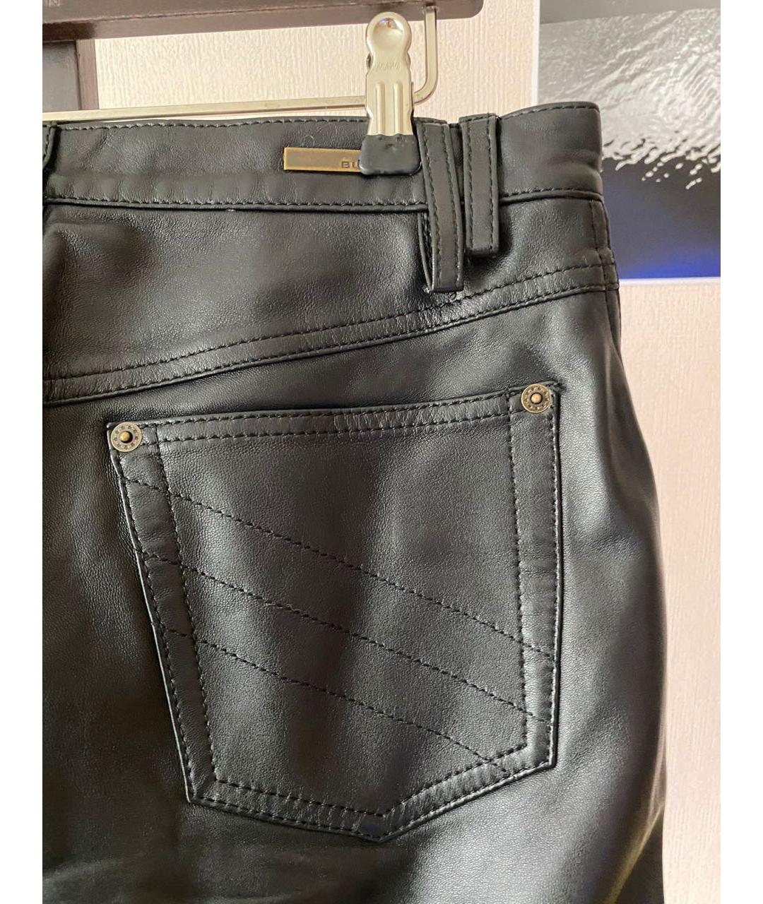 BARBARA BUI Черные кожаные прямые брюки, фото 4