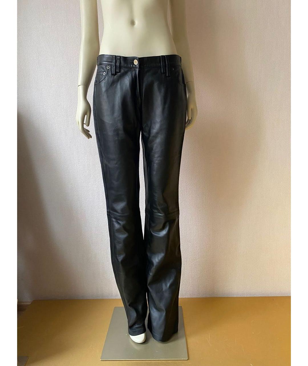 BARBARA BUI Черные кожаные прямые брюки, фото 7