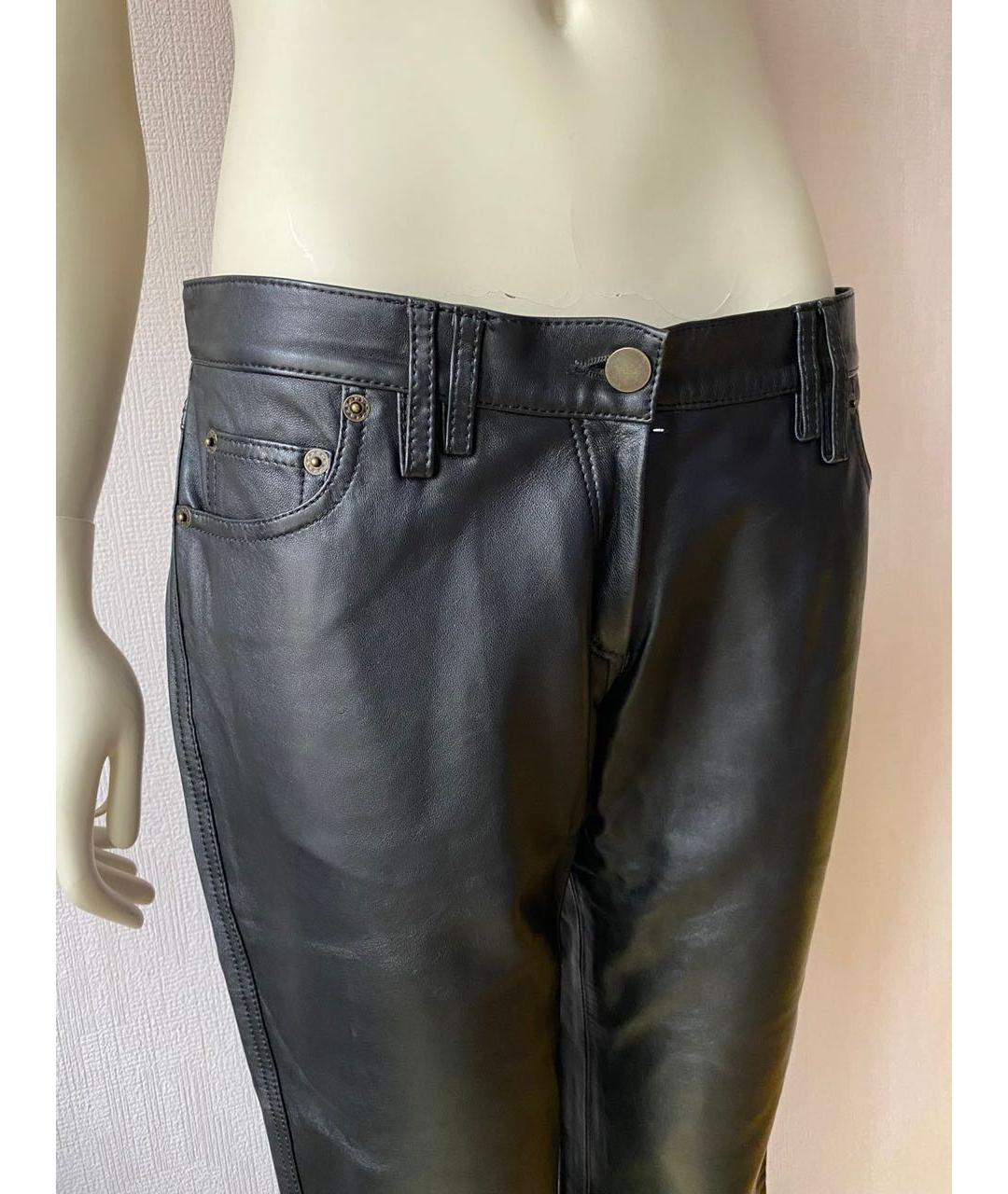BARBARA BUI Черные кожаные прямые брюки, фото 8