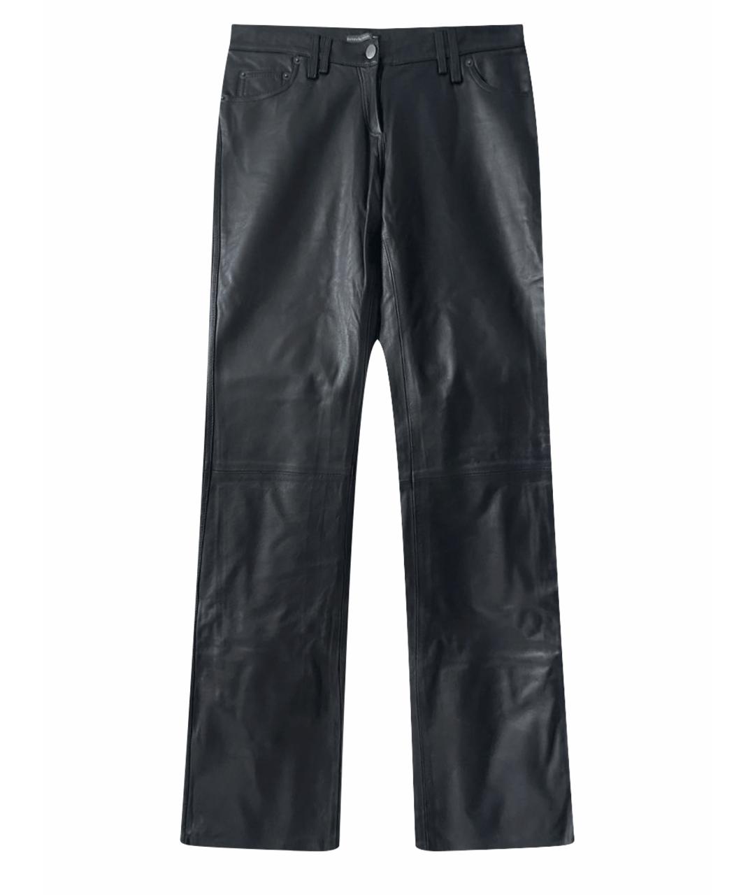 BARBARA BUI Черные кожаные прямые брюки, фото 1