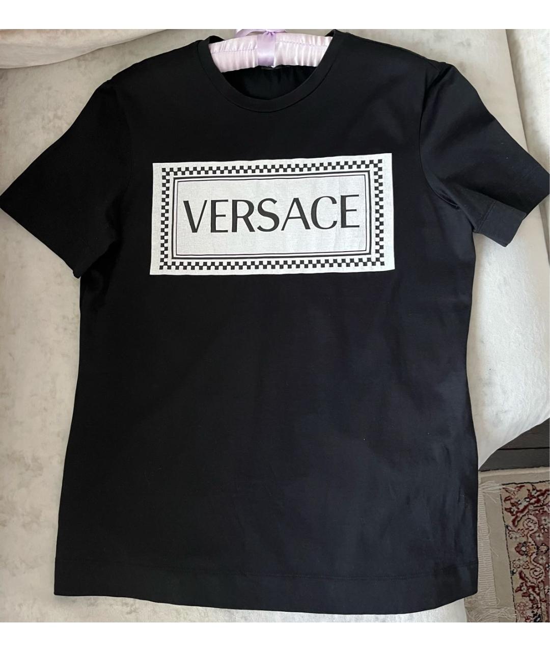 VERSACE Черная хлопковая футболка, фото 5