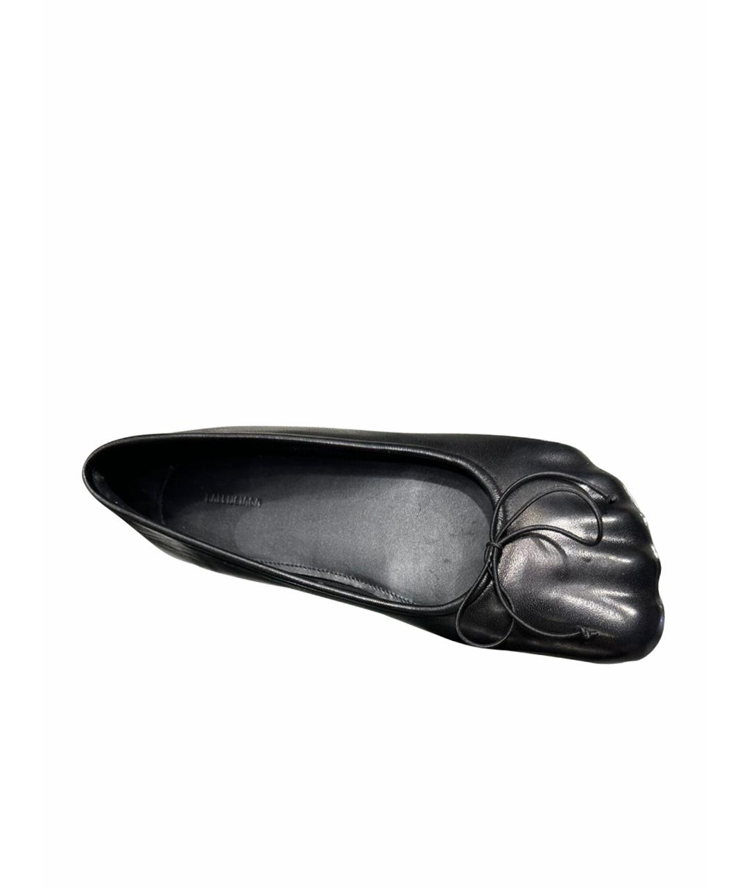 BALENCIAGA Черные кожаные балетки, фото 1