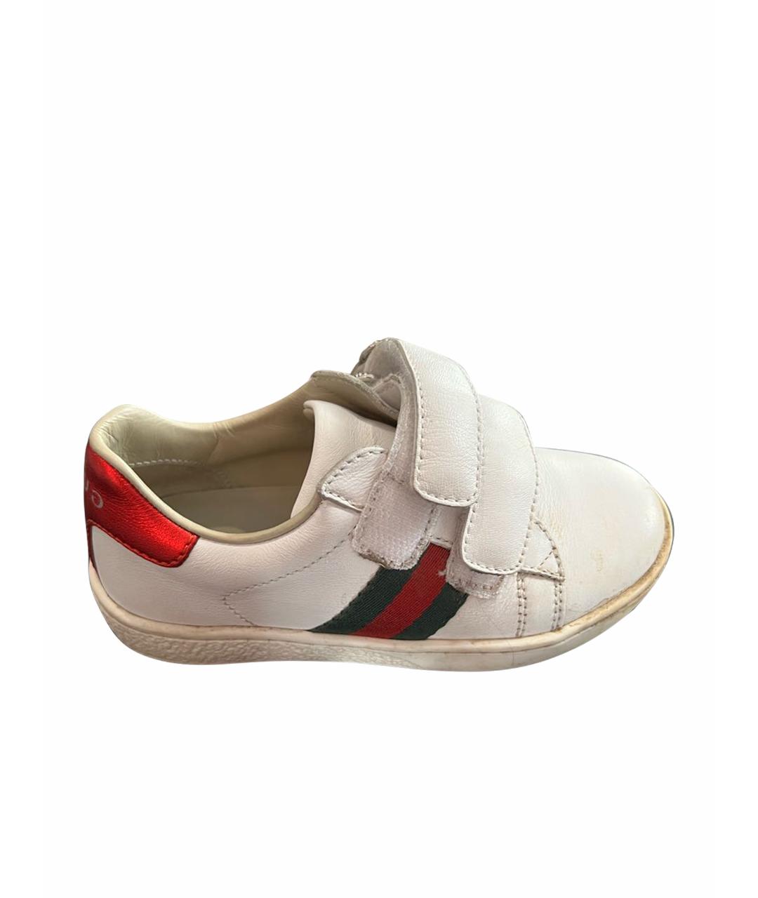 GUCCI KIDS Белые кожаные кеды, фото 1