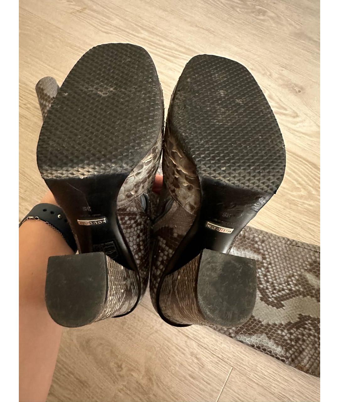 GUCCI Серые кожаные сапоги, фото 5